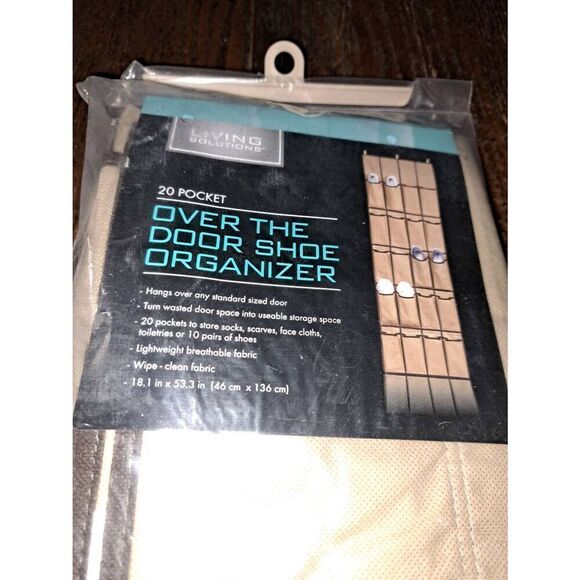 New Living Solutions 20 Pocket Over the Door Shoe Organizer Toiletries Scarfs - Picture 2 of 2